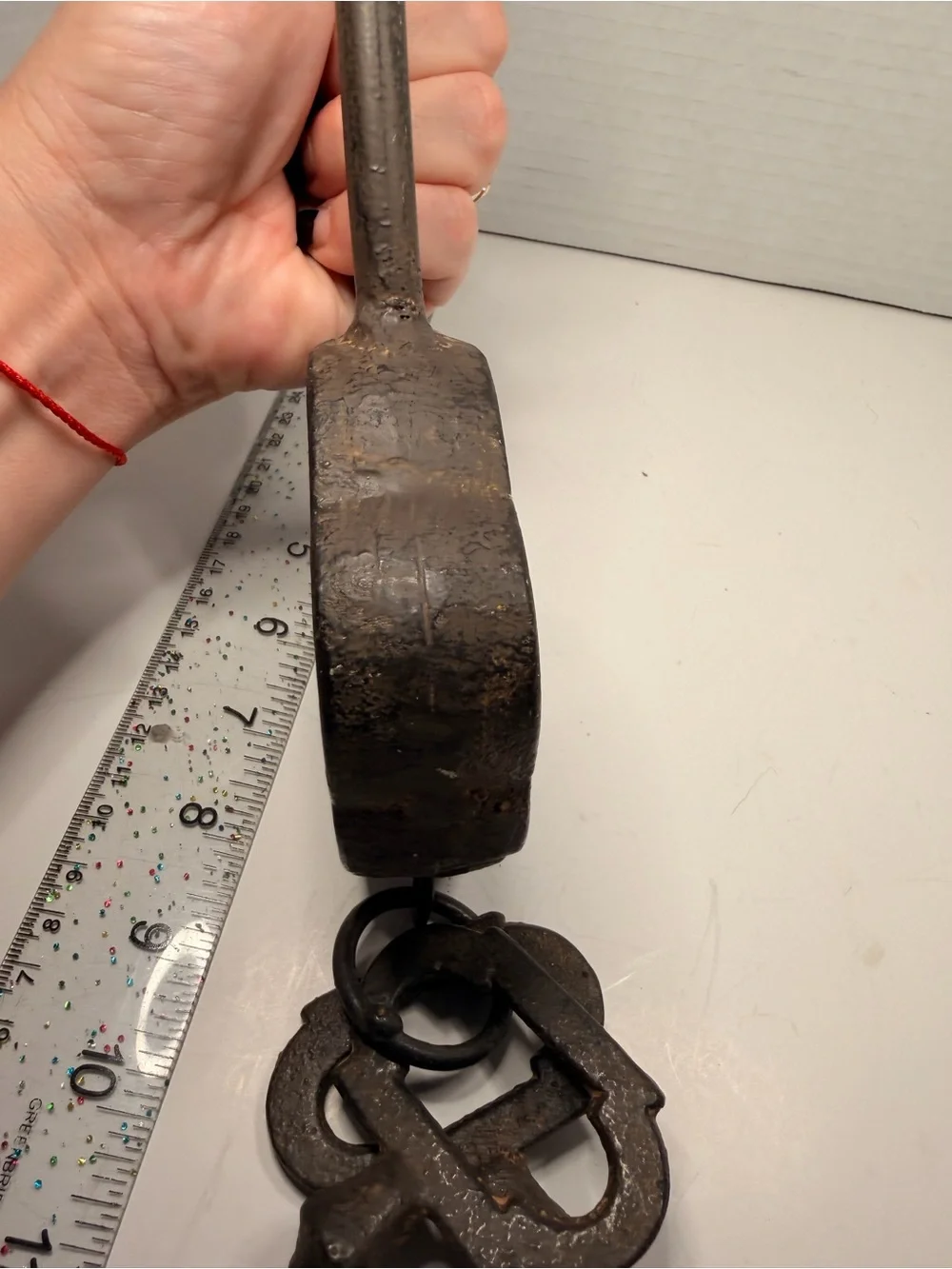 Vintage Chinese Style Cast Iron Ruyi Shaped Padlock